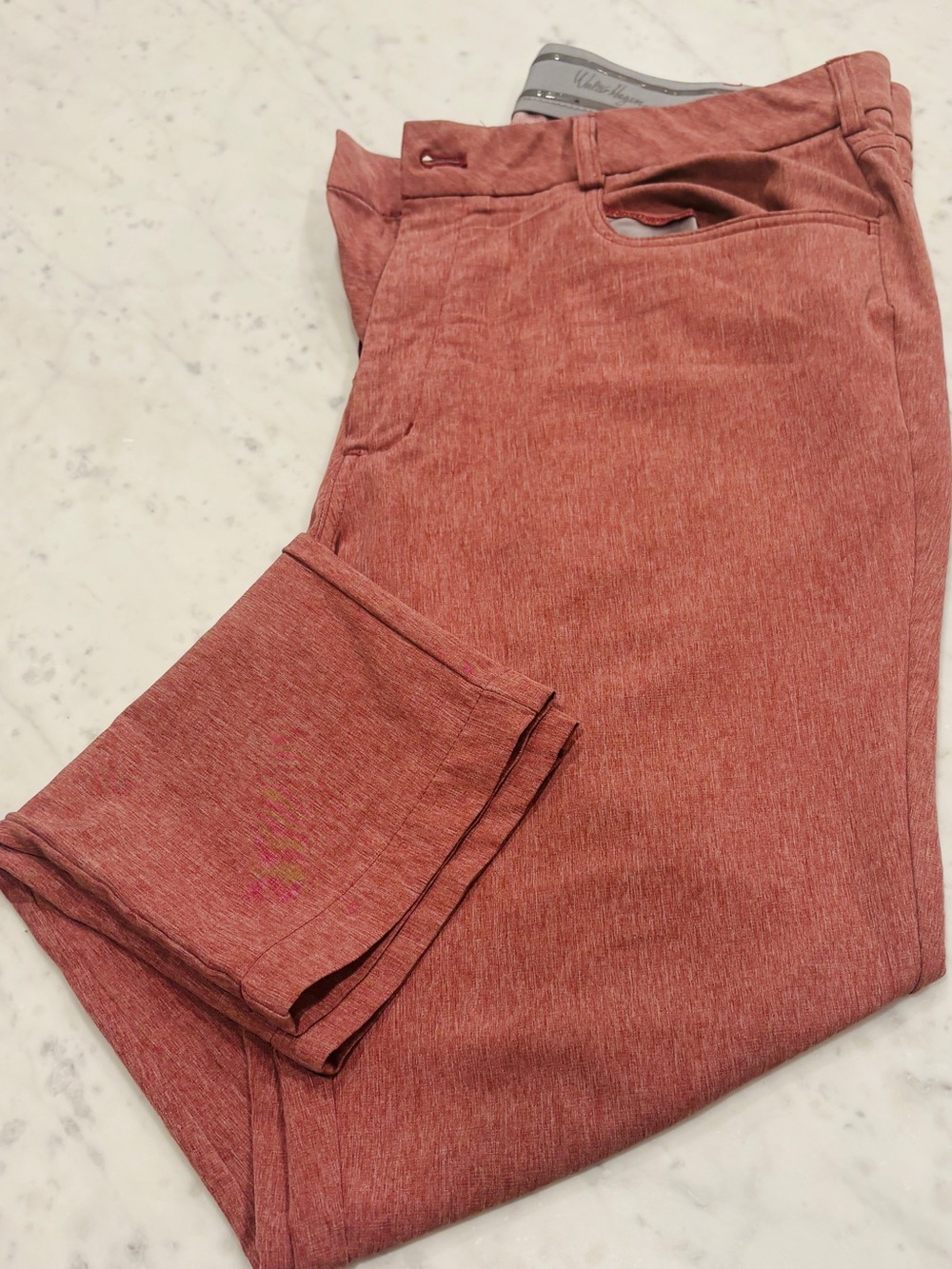 Walter Hagen Perfect 11   5 pocket slim fit golf pants, 36-30 , Dk red heather